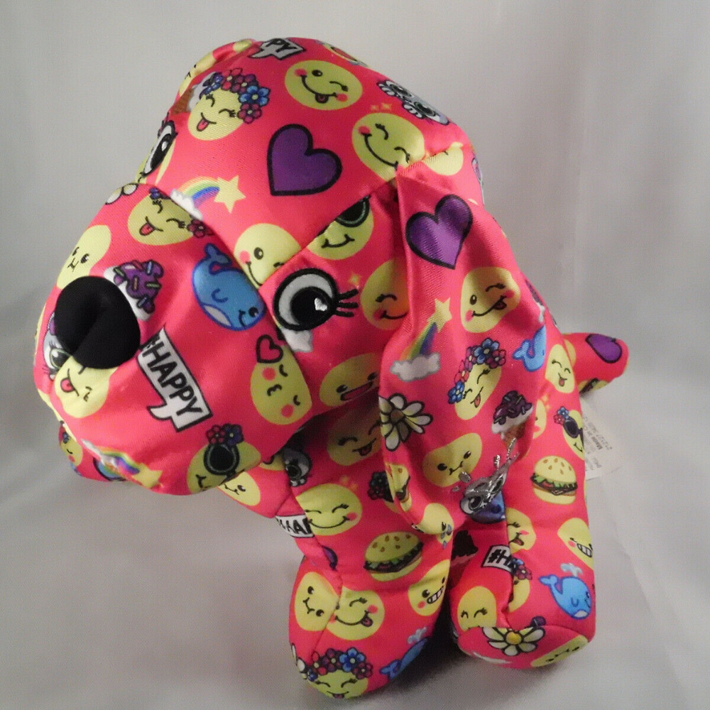 Justice #Happy Pink Emoji Dog 16" PILLOW Plush